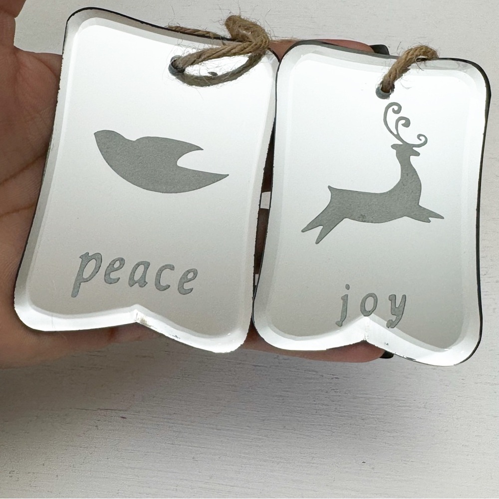 Set of Two Vintage Glass Deer Joy & Dove Peace Ornaments - Picture 6 of 11